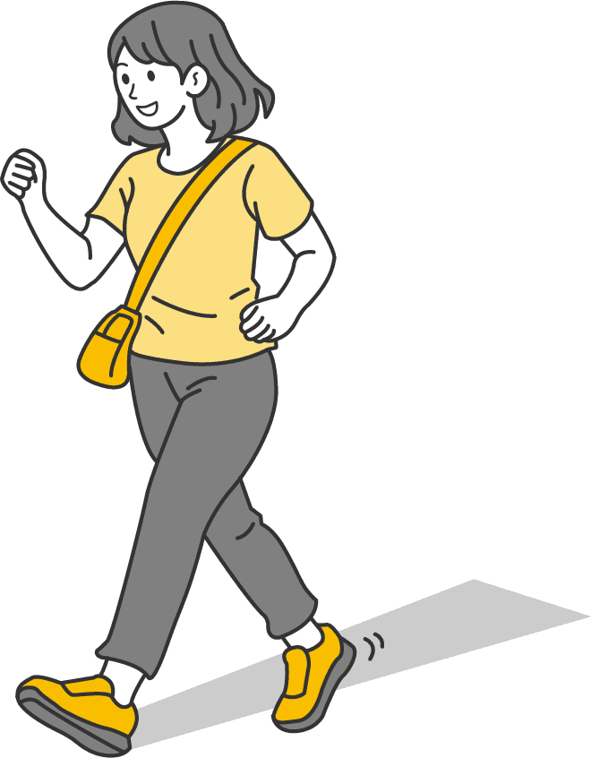 自然に歩く女性のイラスト