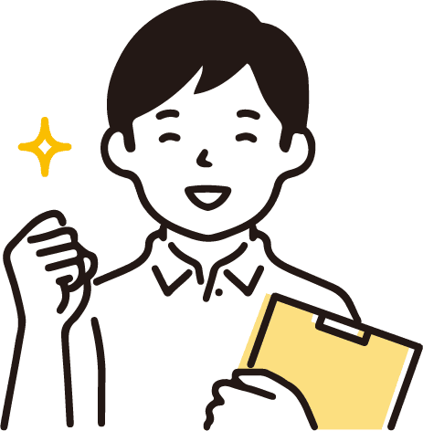 書類を持って案内するスタッフのイラスト