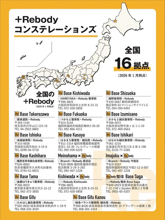 【+Rebody FCは全国16拠点へ】